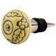 Yellow Brown Leaf Flower Etched Ceramic Wine Stopper (Pack Of One Piece)